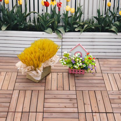 Interlocking Wood Deck Tiles — 27-Piece Set