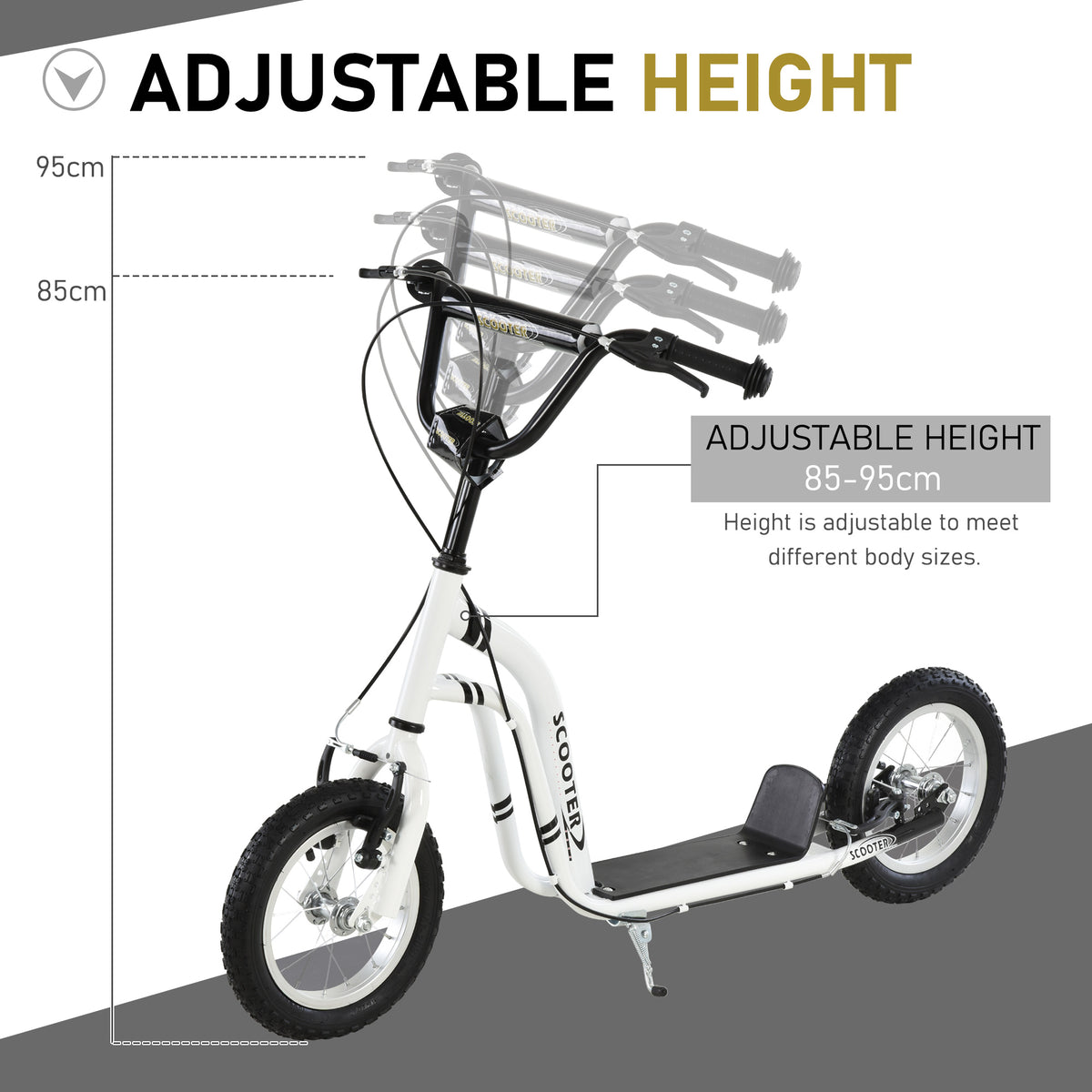 Kids Kick Scooter with Dual Brakes and Inflatable Wheels