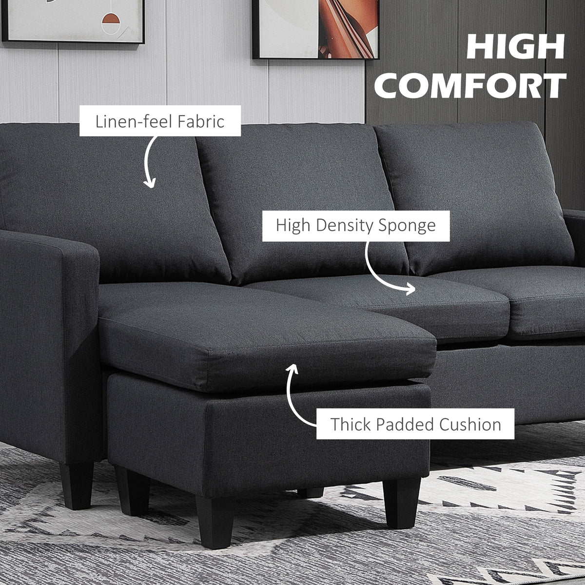 Modern L-Shape Sectional Sofa with Ottoman