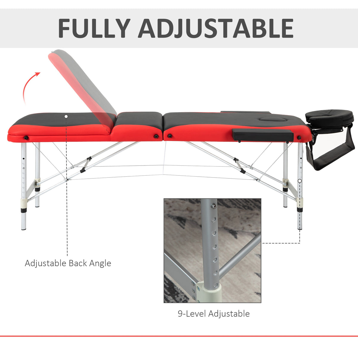 Professional foldable aluminum massage table