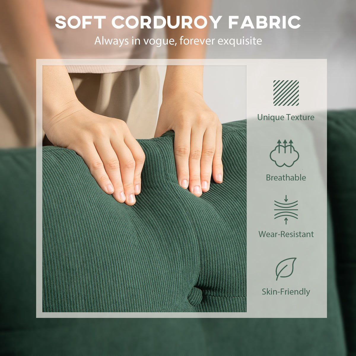 Corduroy L-Shaped Sectional Sofa with Reversible Chaise