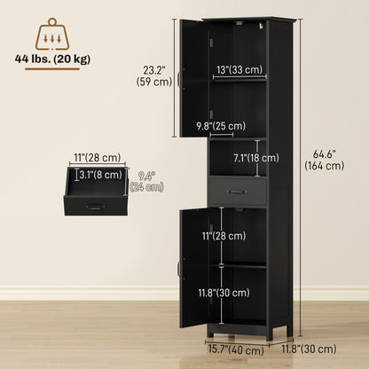 Narrow Bathroom Cabinet with Drawer and Adjustable Shelves