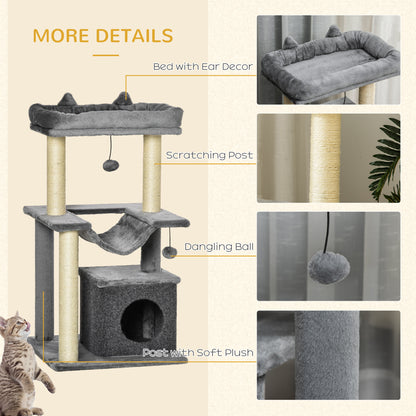 Multi-level Cat Tower 39.25" — Grey