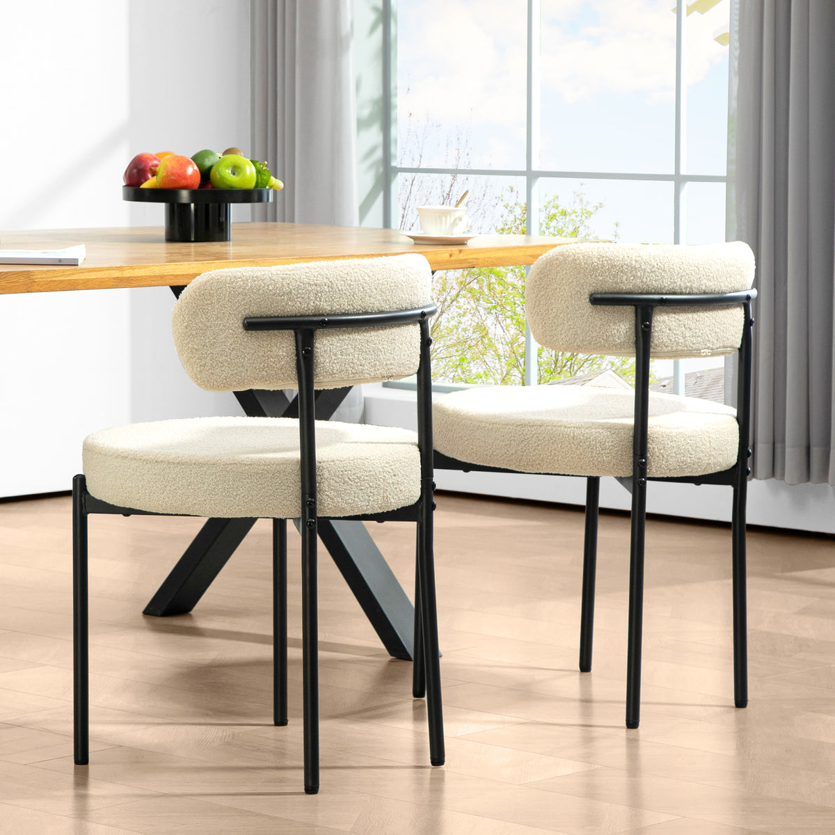Modern Berber Fleece Dining Chairs — Set of 2