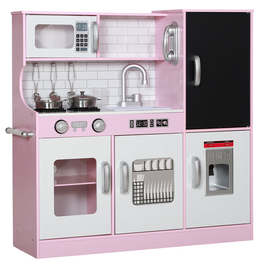 Play Kitchen for Kids with Chalkboard and Ice Maker