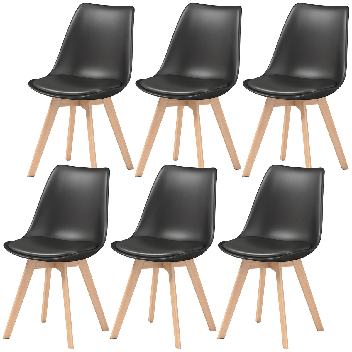Modern Dining Table Chairs Set of 6 Wooden
