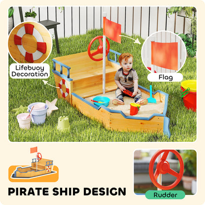 Kids wooden pirate ship sandboat sandbox