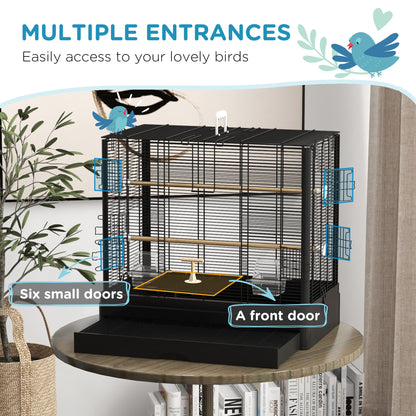 Bird Cage with Wooden Perches and Slide-Out Tray