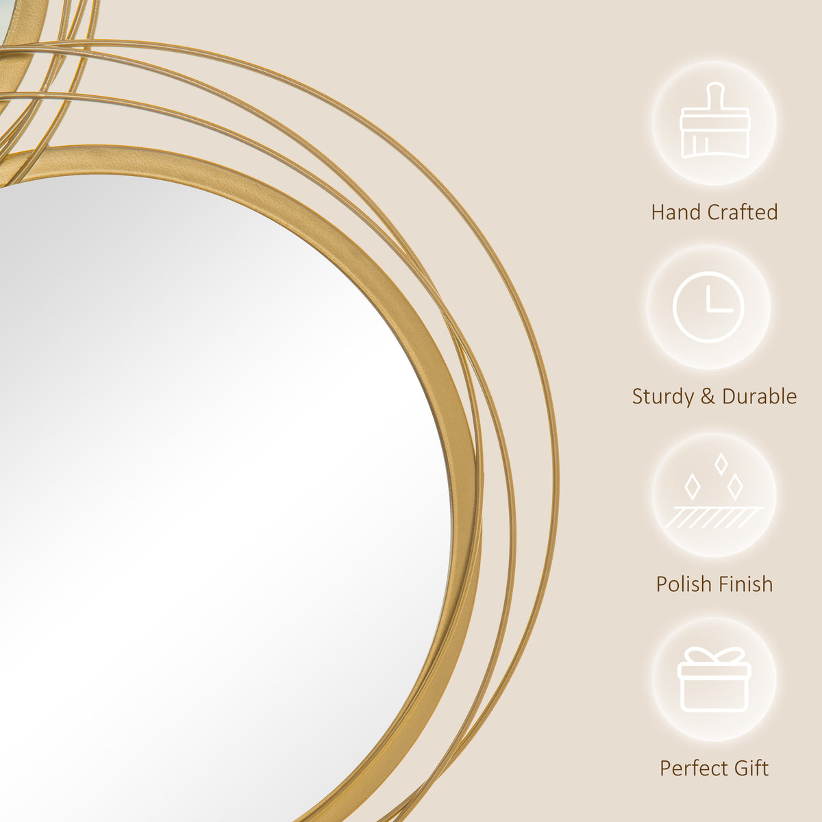 Metal circle wall art mirror decor