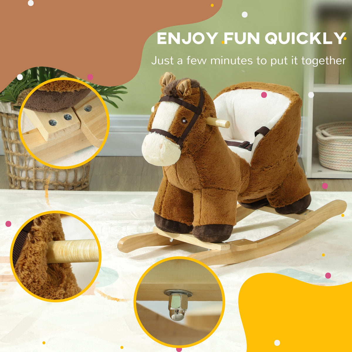Baby plush rocking horse with sound