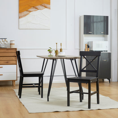 Set of 2 Wooden Dining Chairs Solid Cross Back