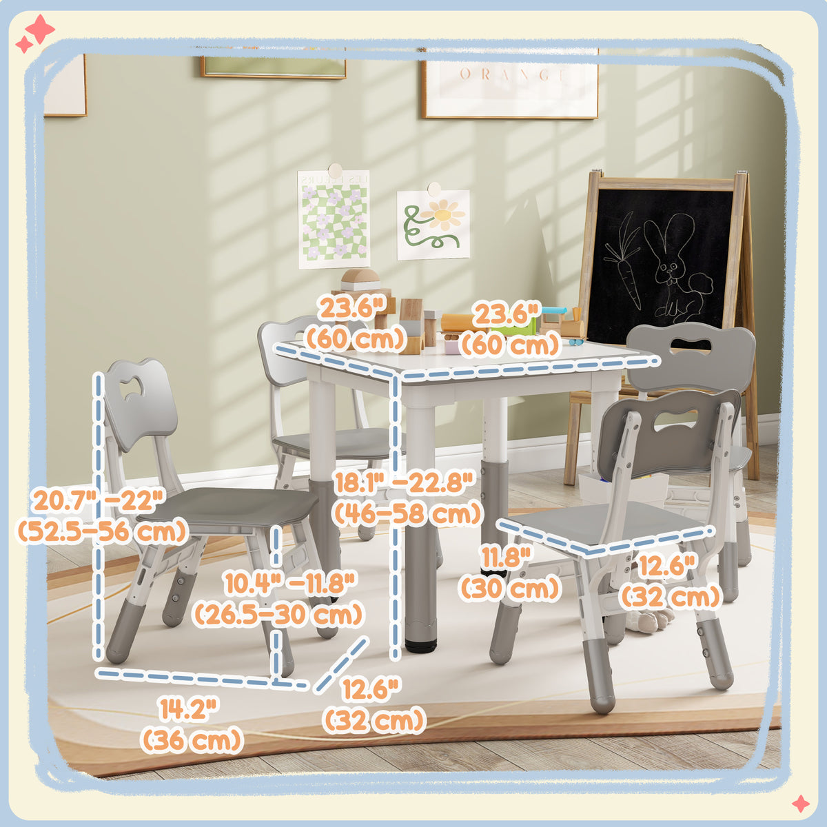 Conjunto de mesa y sillas ajustables para niños pequeños — Lote de 5