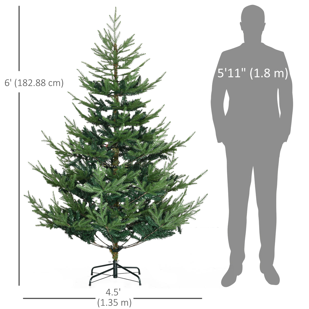 Artificial Christmas Tree 6 ft Metal Base