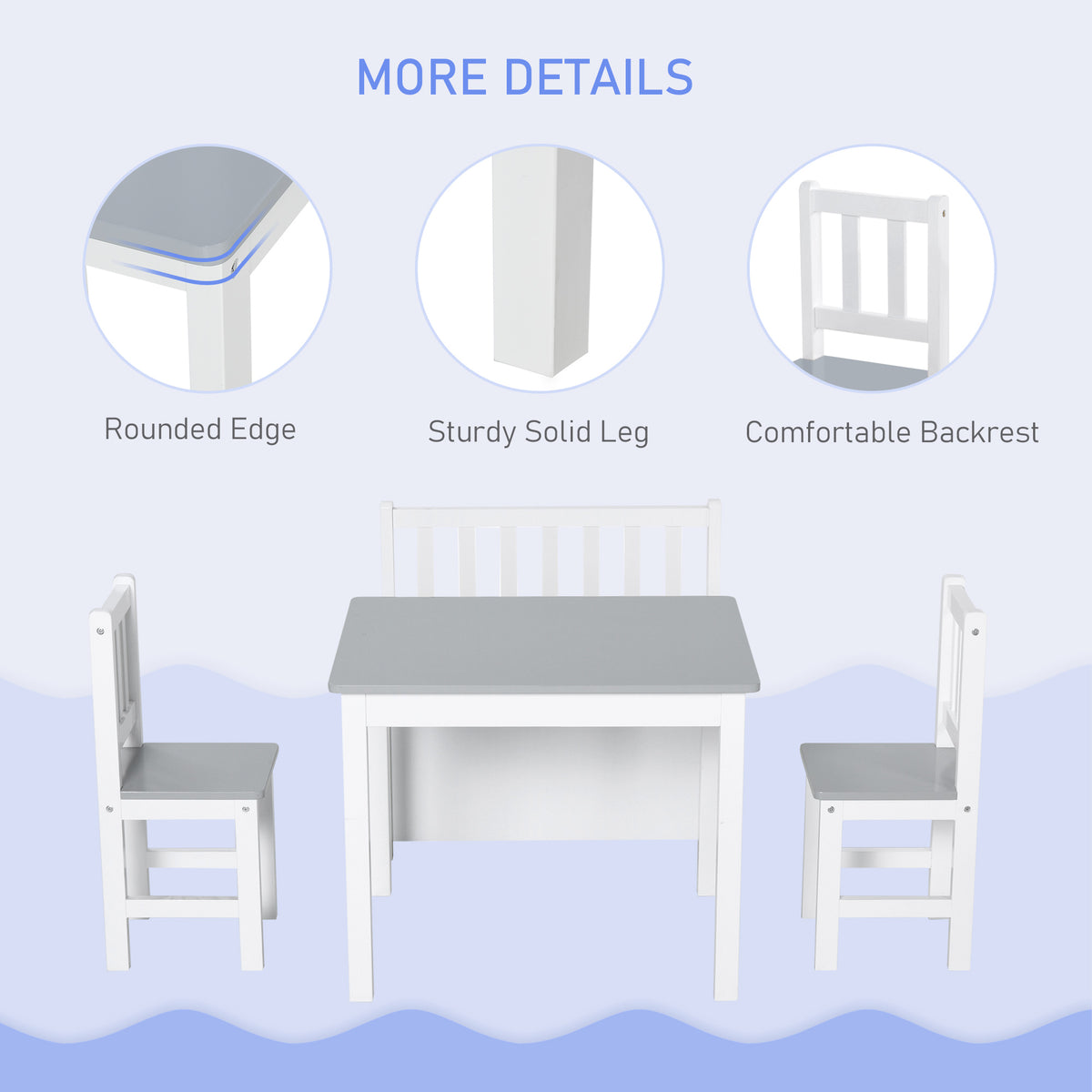 Kids Wooden Table and Chair Set — Set of 4