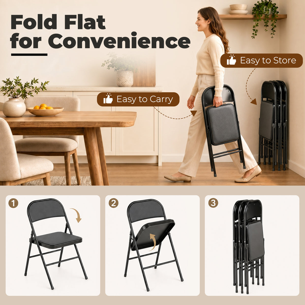 Set of 4 metal folding chairs