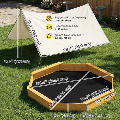 Caja de arena de madera con techo grande