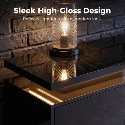 TV Stand with RGB LED Lights and Built-In Power Outlets
