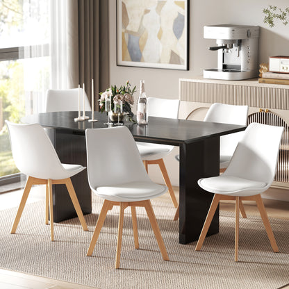 Modern Dining Table Chairs Set of 6 Wooden