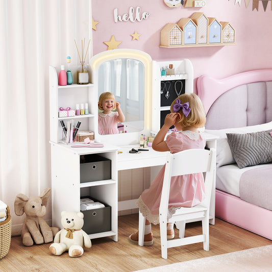 Kids Vanity Table and Chair Set — Set of 2