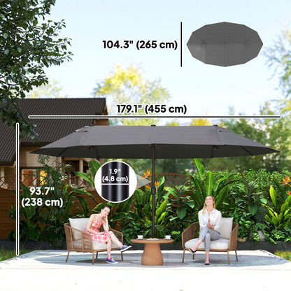 Double Canopy Patio Umbrella with Crank — 457 cm