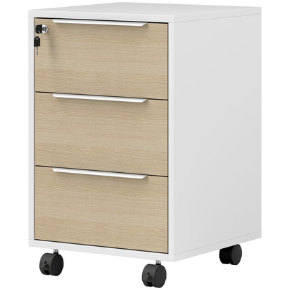 Archivador vertical de 3 cajones con cerradura y ruedas
