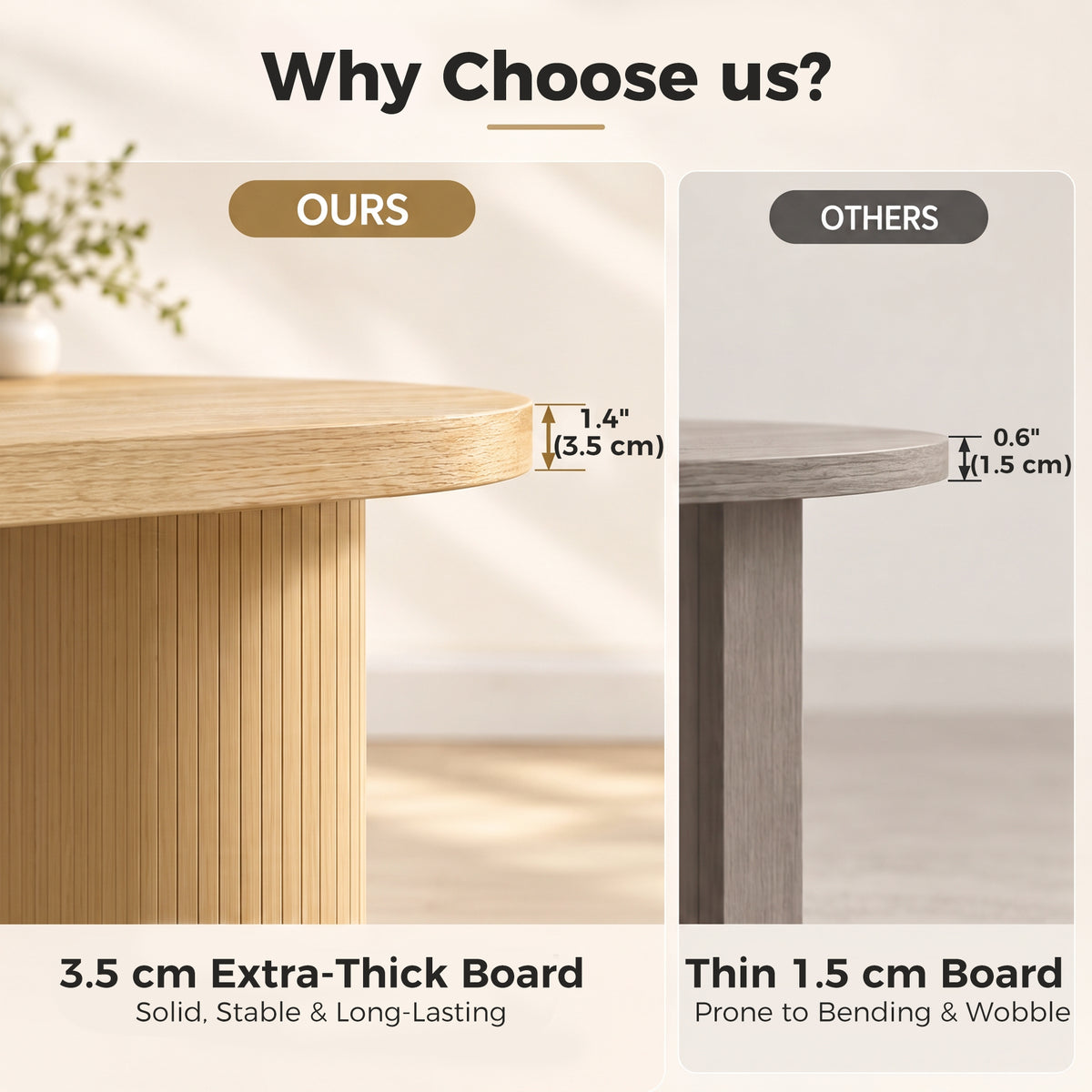 Rustic farmhouse oval dining table wood grain