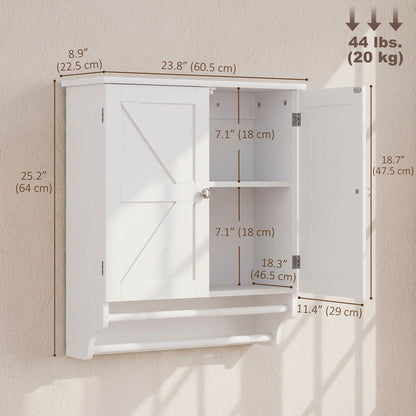 Armario de pared para baño con barras para toallas