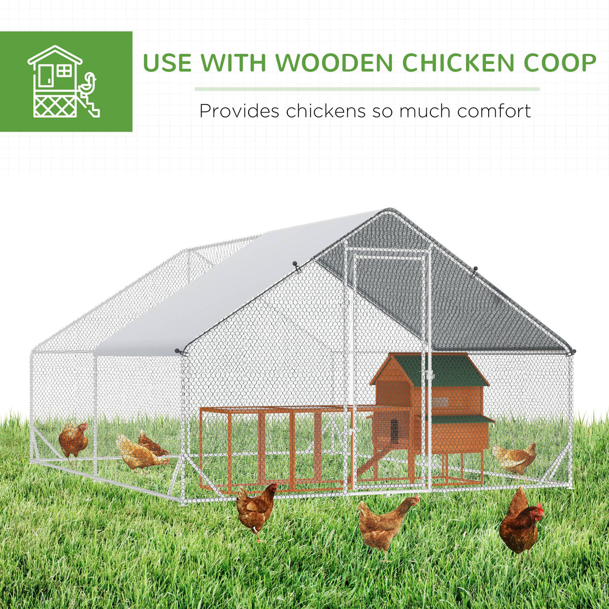 Chicken Coop Run Outdoor with Cover 3.0 x 4.0 x 2.0 m