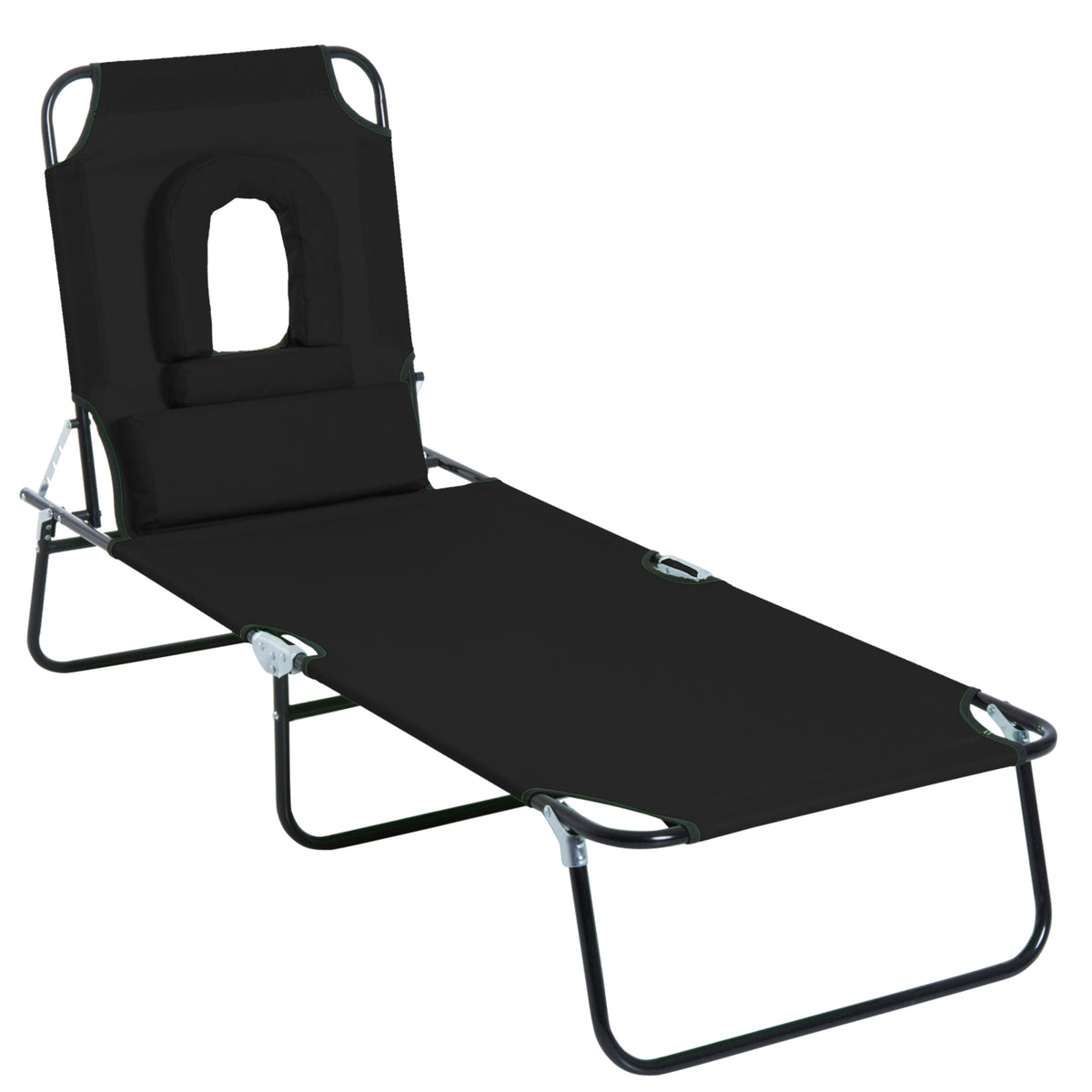Tumbona plegable con orificio facial ajustable
