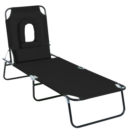 Tumbona plegable con orificio facial ajustable