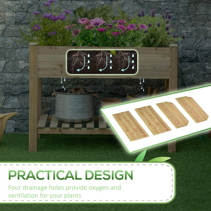Raised Garden Bed with Storage Shelf 45" x 22"