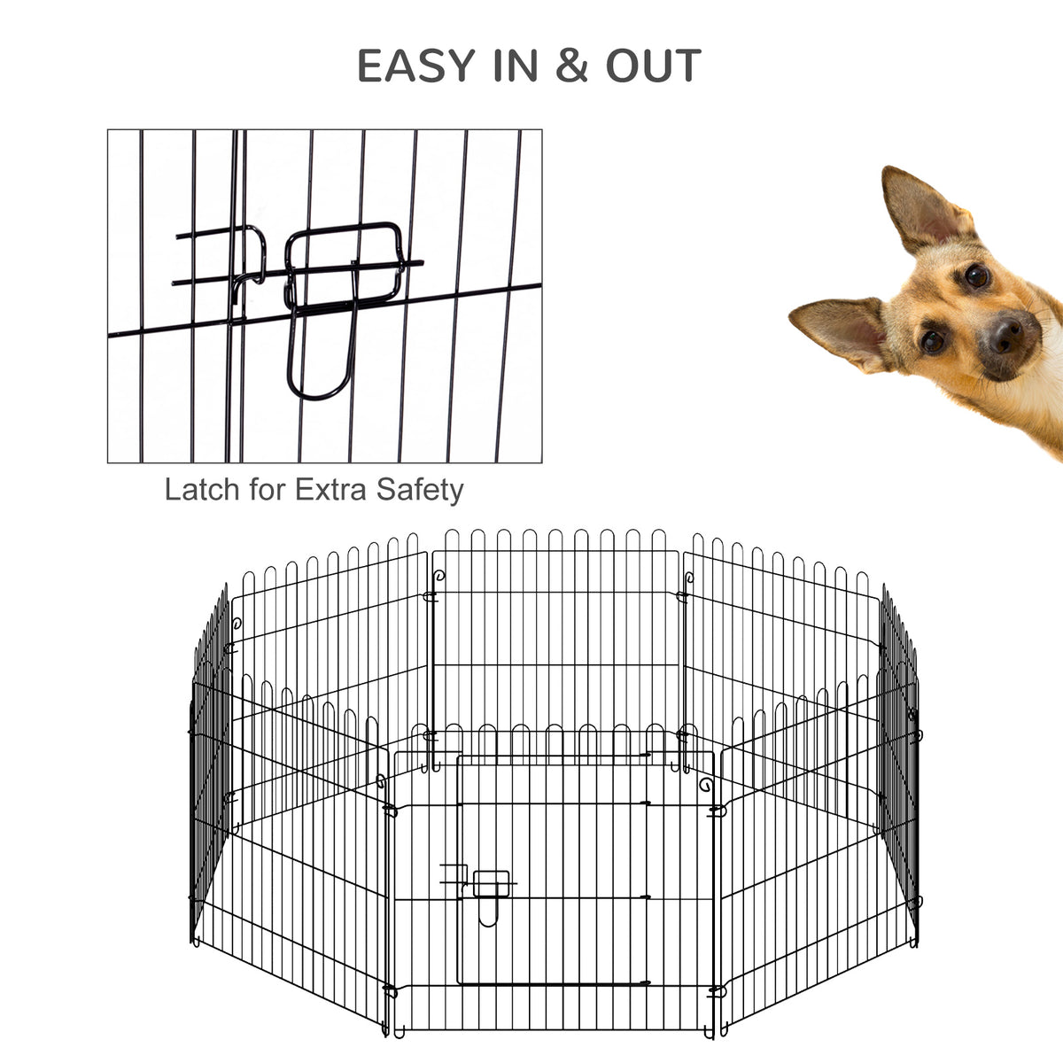 Parque para perros octogonal de 8 paneles plegable