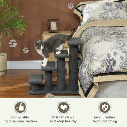 Cat Stairs 4-Step with Scratching Post — Dark Grey