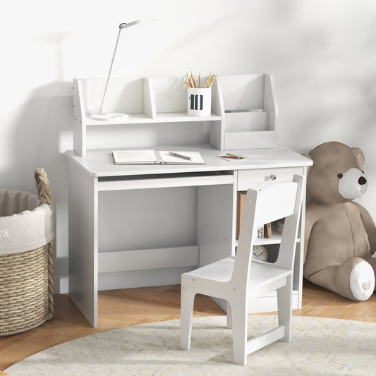 Kids Study Desk and Chair Set with Storage — Set of 2
