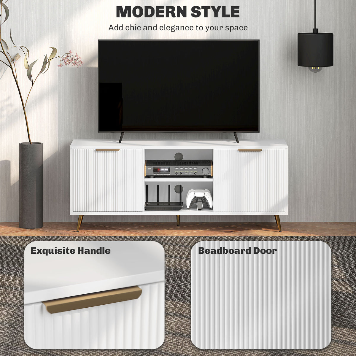 Mueble de TV moderno con almacenamiento para 55 pulgadas