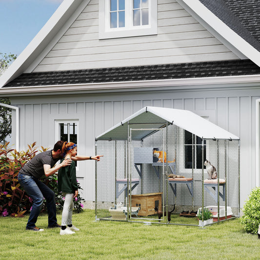 Metal outdoor catio with waterproof cover