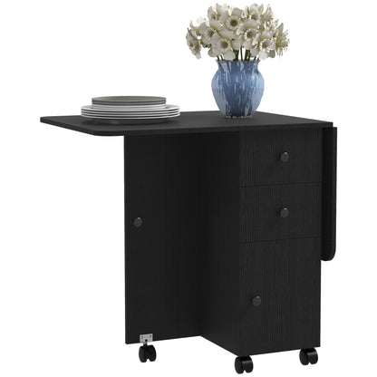 Drop leaf folding dining table with storage — Wheels