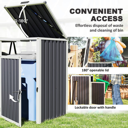 Double Garbage Bin Shed Lockable — Dark Grey