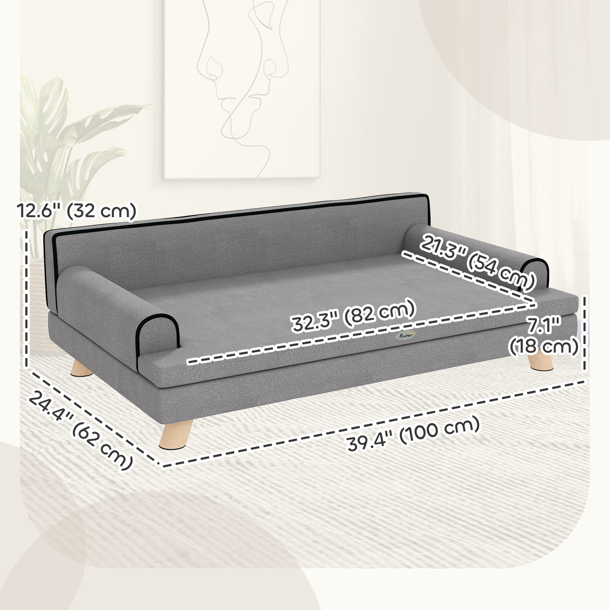 ਧੋਵਨਯੋਗ ਕ cushion ਵਾਲਾ ਉੱਚਾ ਕੁੱਤੇ ਦਾ ਸੋਫਾ