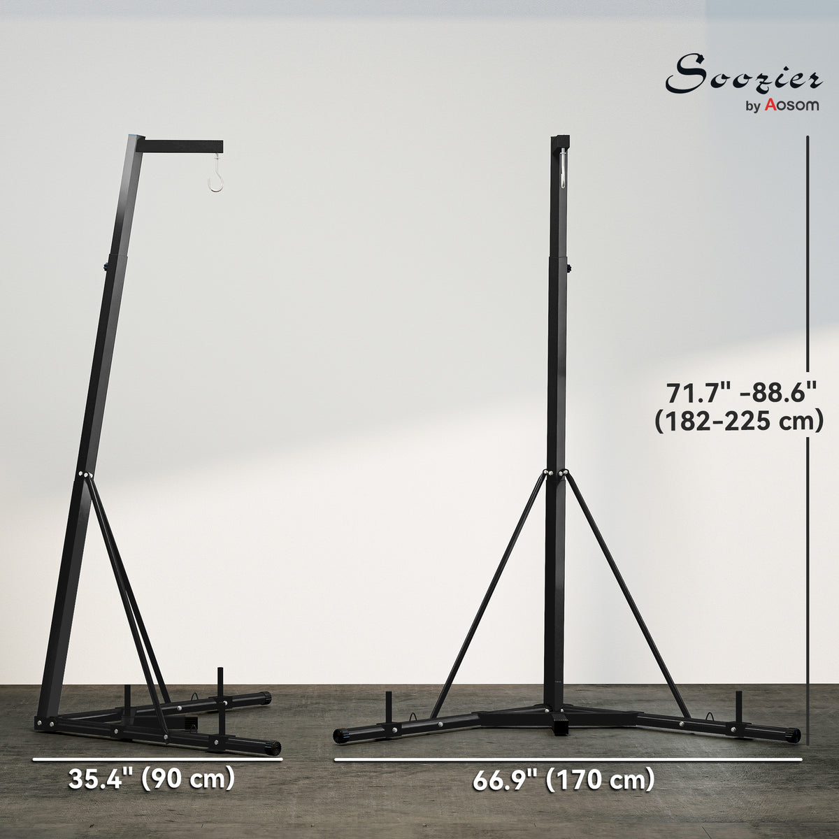Soporte plegable para saco de boxeo con altura ajustable