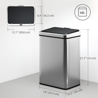Automatic Touchless Garbage Can 40 L Stainless Steel