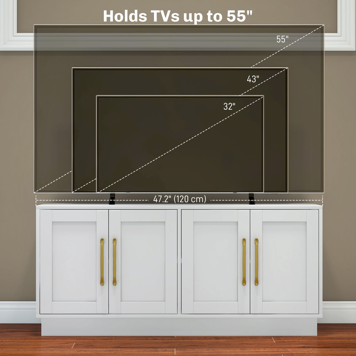 Mueble de TV moderno de 120 cm con puertas