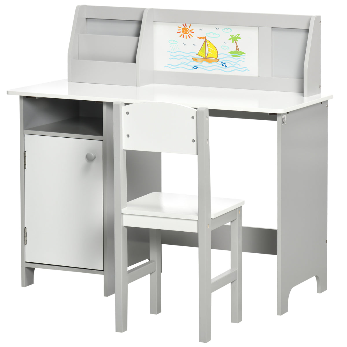 Conjunto de escritorio y silla para niños con pizarra — Lote de 2