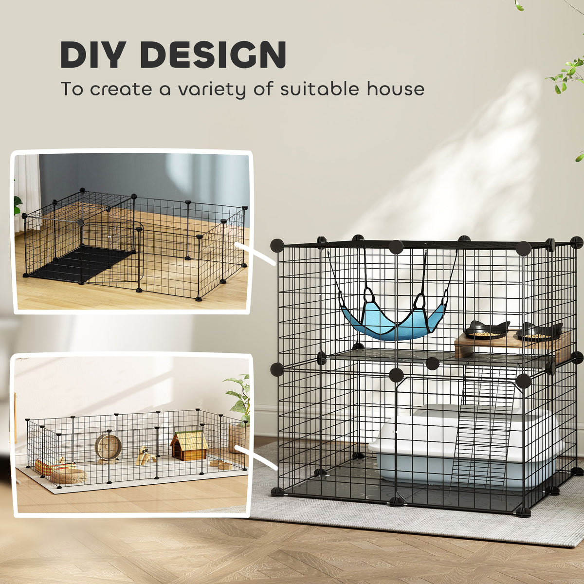 2-Tier Modular Cat Cage Enclosure