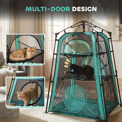 Portable 3-tier cat tent