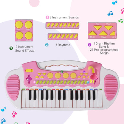 Piano electrónico para niños con diseño de mariposa y taburete