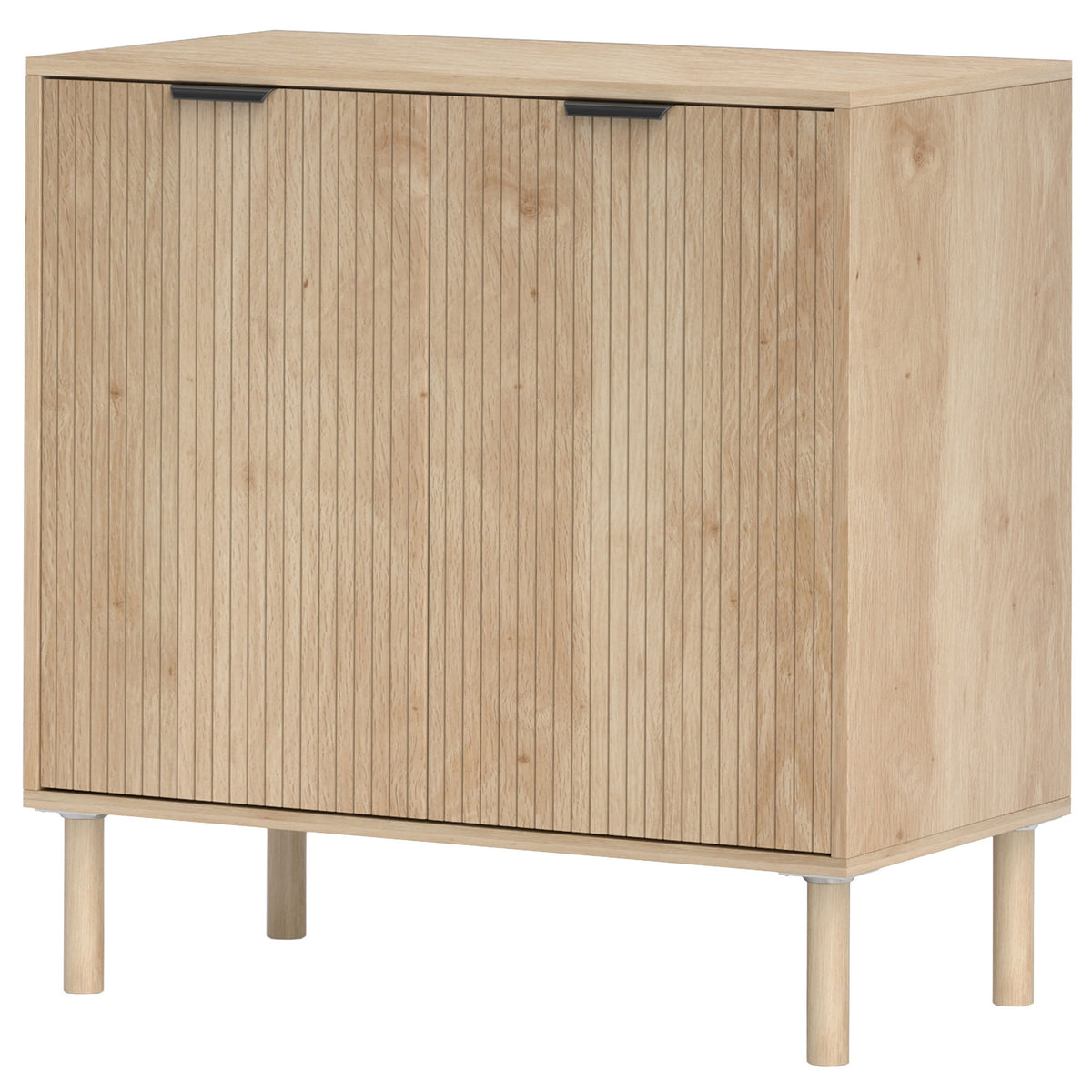Console Cabinet with Doors and Adjustable Shelf — Oak