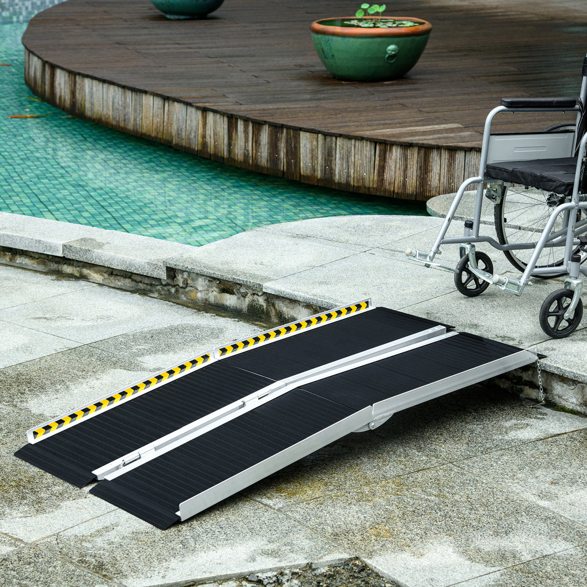 Folding Aluminum Wheelchair Ramp 5ft — black