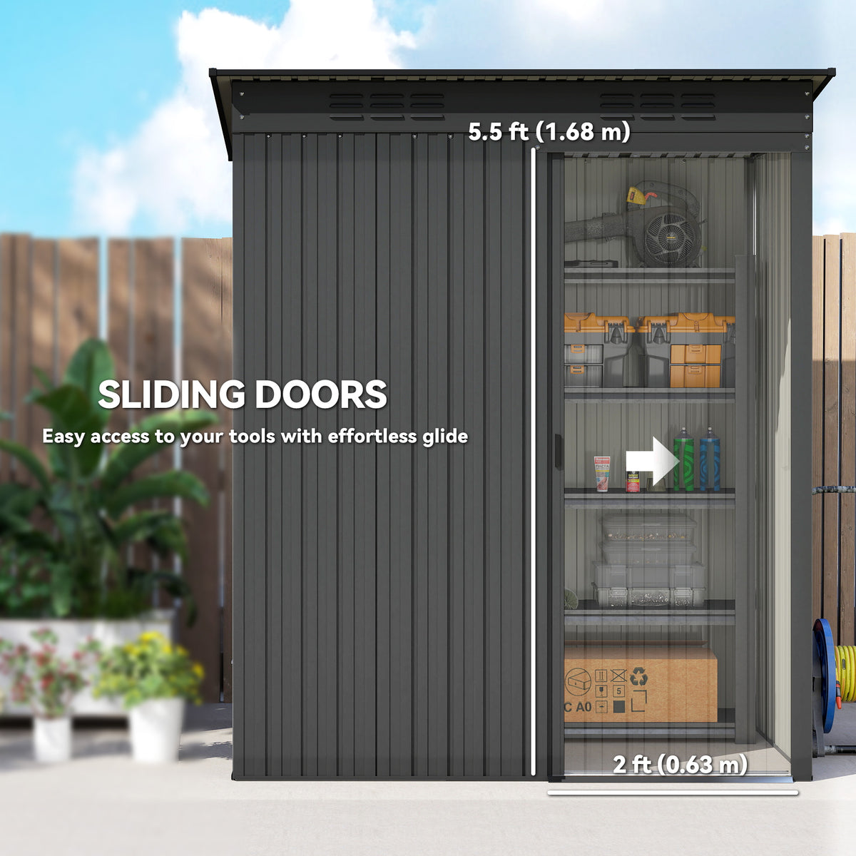 Outdoor Storage Shed 5.2 x 3.5 ft — Dark Grey