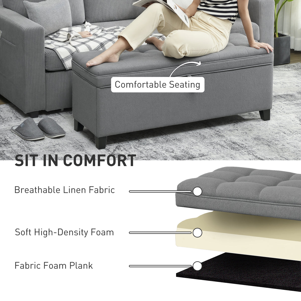 Linen Storage Ottoman Bench